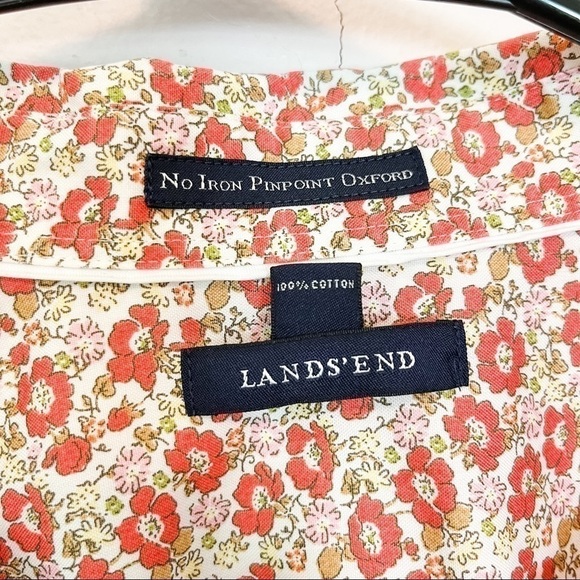 Lands' End No Iron Pinpoint Oxford Floral Button Down - Picture 4 of 5